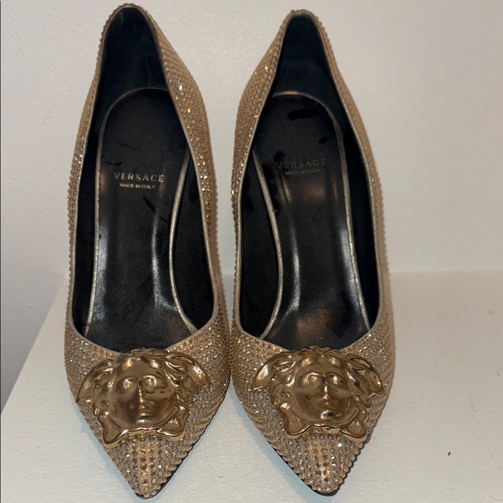 Versace Gold Heels with Elegant Design
